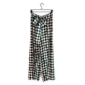 PatBO Pants Wide Leg Check Print High Waist Multicolor Size 8